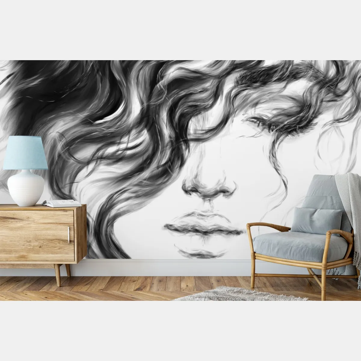 Fototapeta eteryczny monochromatyczny portret – Wallissimo® Fototapeta eteryczny monochromatyczny portret – Wallissimo®
