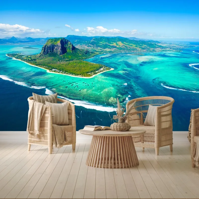 Wall mural Le Morne turquoise lagoon panorama