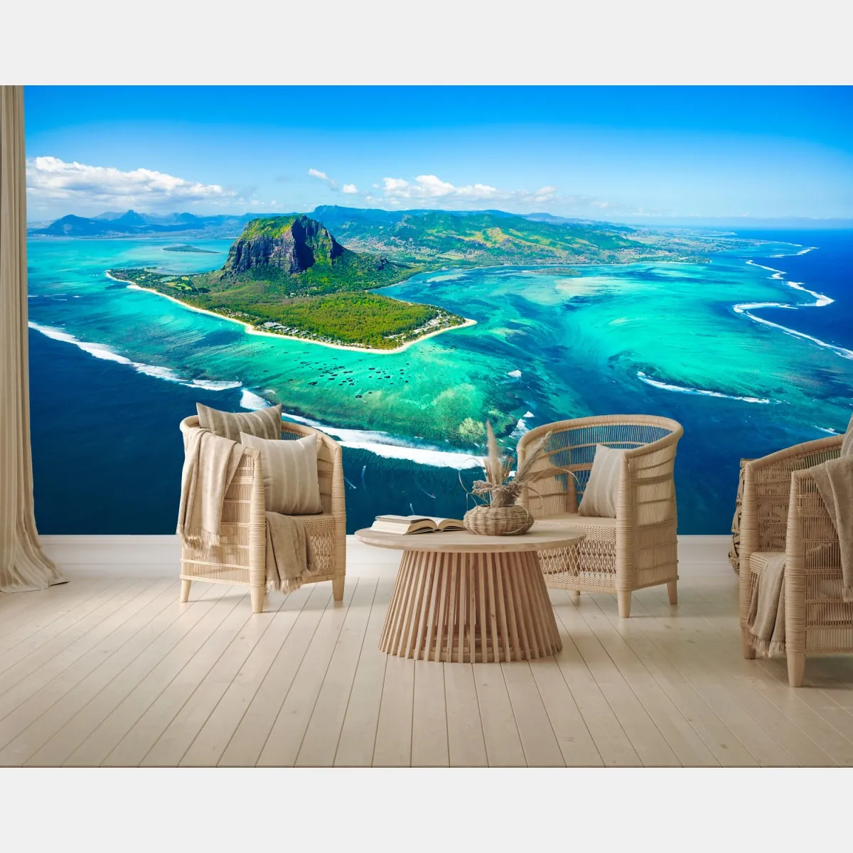 Fototapeta Le Morne turkusowa laguna panorama – Wallissimo® Fototapeta Le Morne turkusowa laguna panorama – Wallissimo®