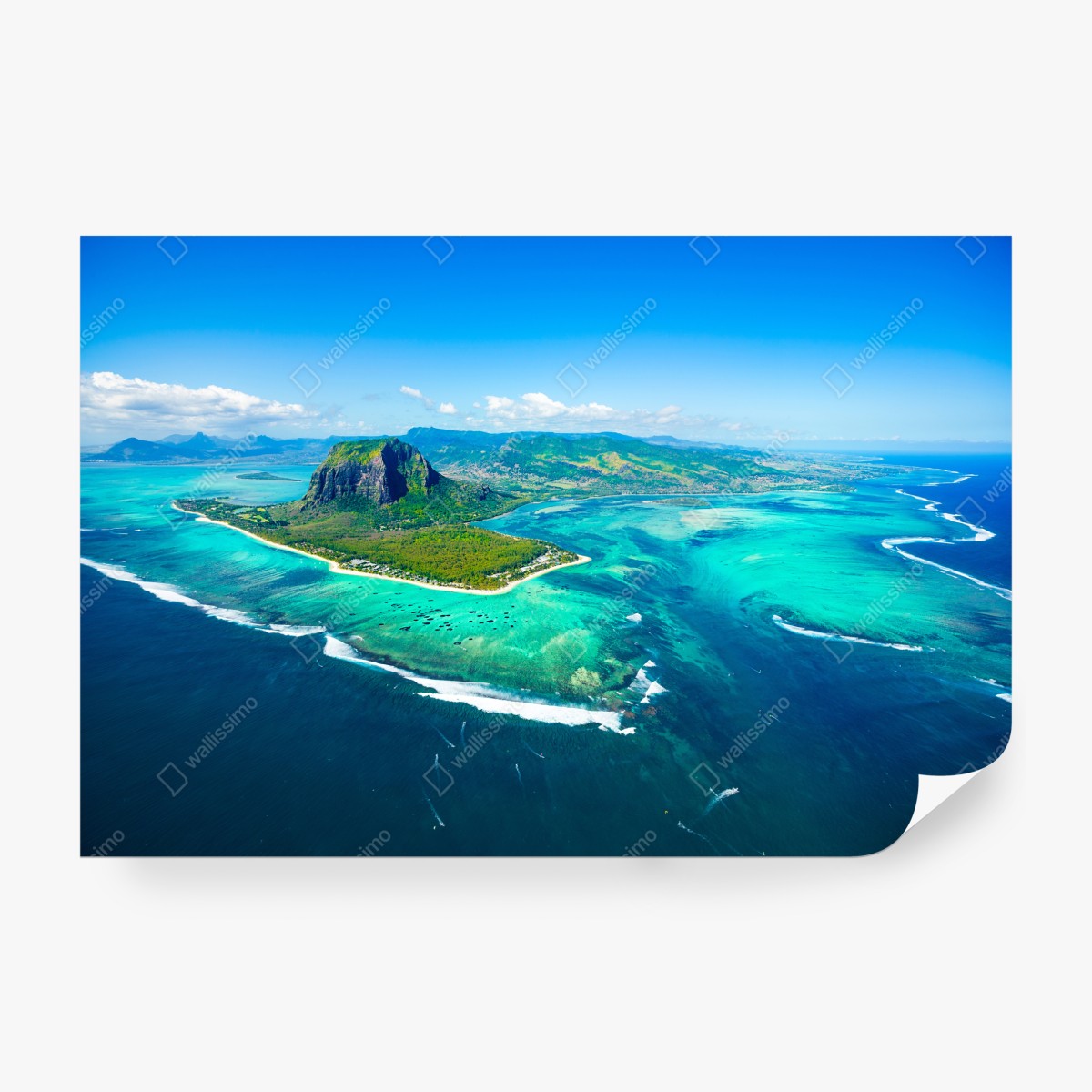 Fototapeta Le Morne turkusowa laguna panorama – Wallissimo® Fototapeta Le Morne turkusowa laguna panorama – Wallissimo®