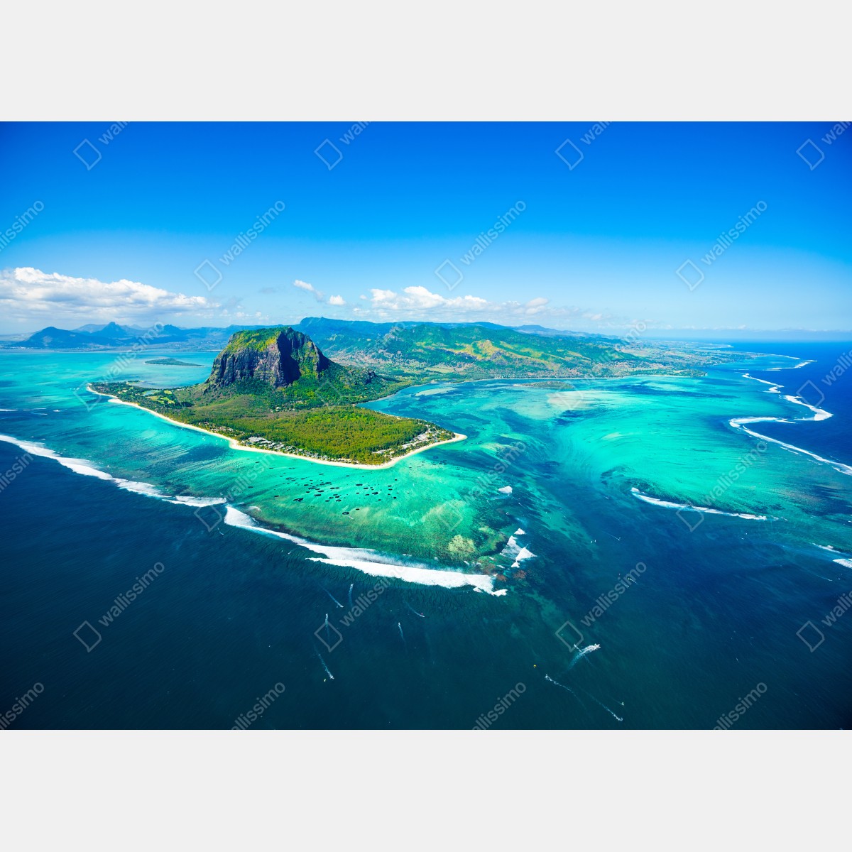 Fototapeta Le Morne turkusowa laguna panorama – Wallissimo® Fototapeta Le Morne turkusowa laguna panorama – Wallissimo®