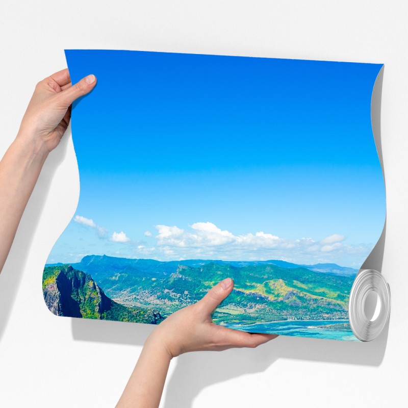 Fototapeta Le Morne turkusowa laguna panorama – Wallissimo® Fototapeta Le Morne turkusowa laguna panorama – Wallissimo®