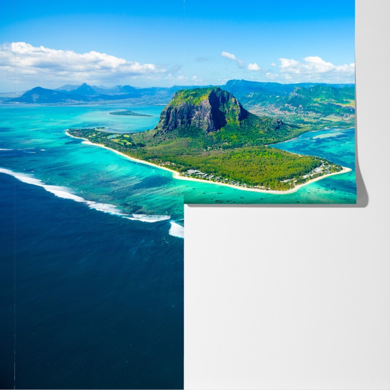 Fototapeta Le Morne turkusowa laguna panorama – Wallissimo® Fototapeta Le Morne turkusowa laguna panorama – Wallissimo®