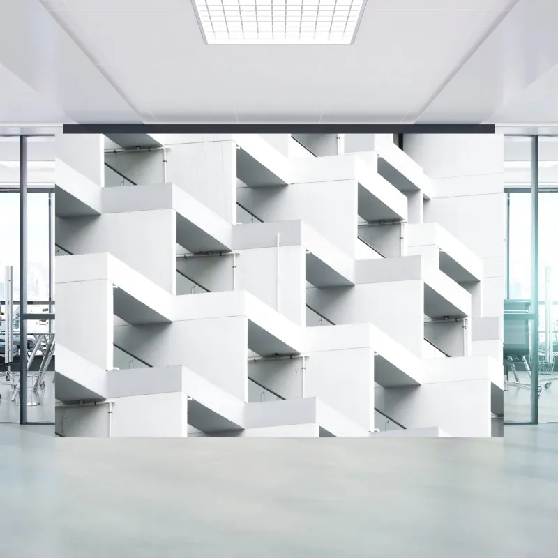 Wall mural white concrete geometric facade