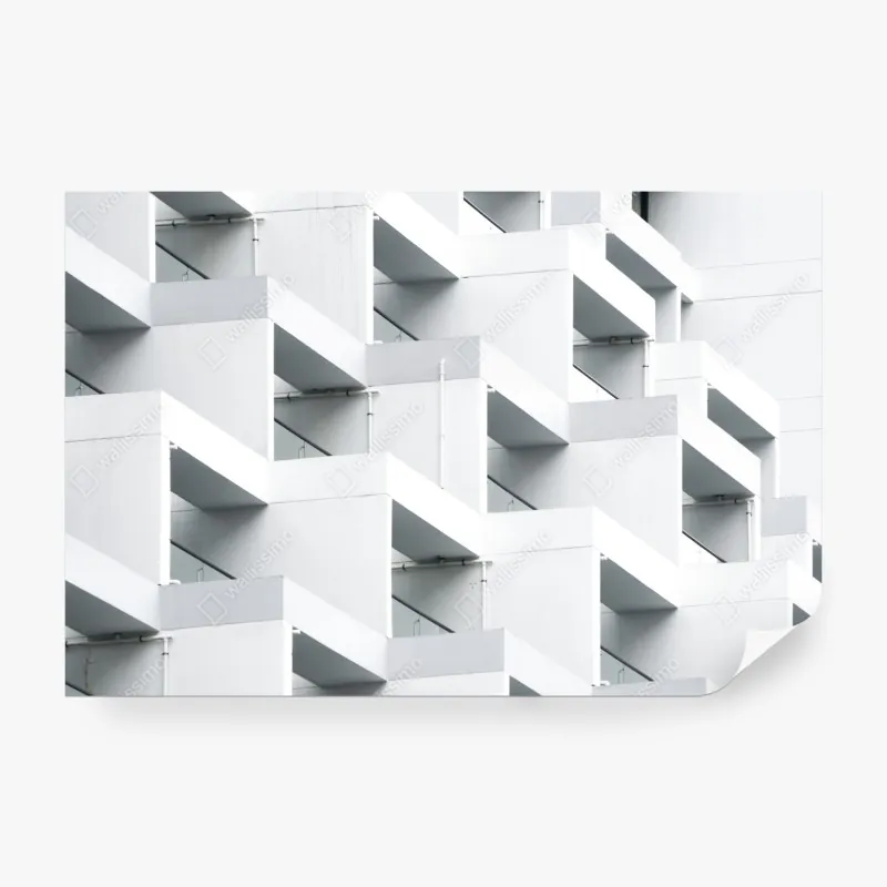 Wall mural white concrete geometric facade