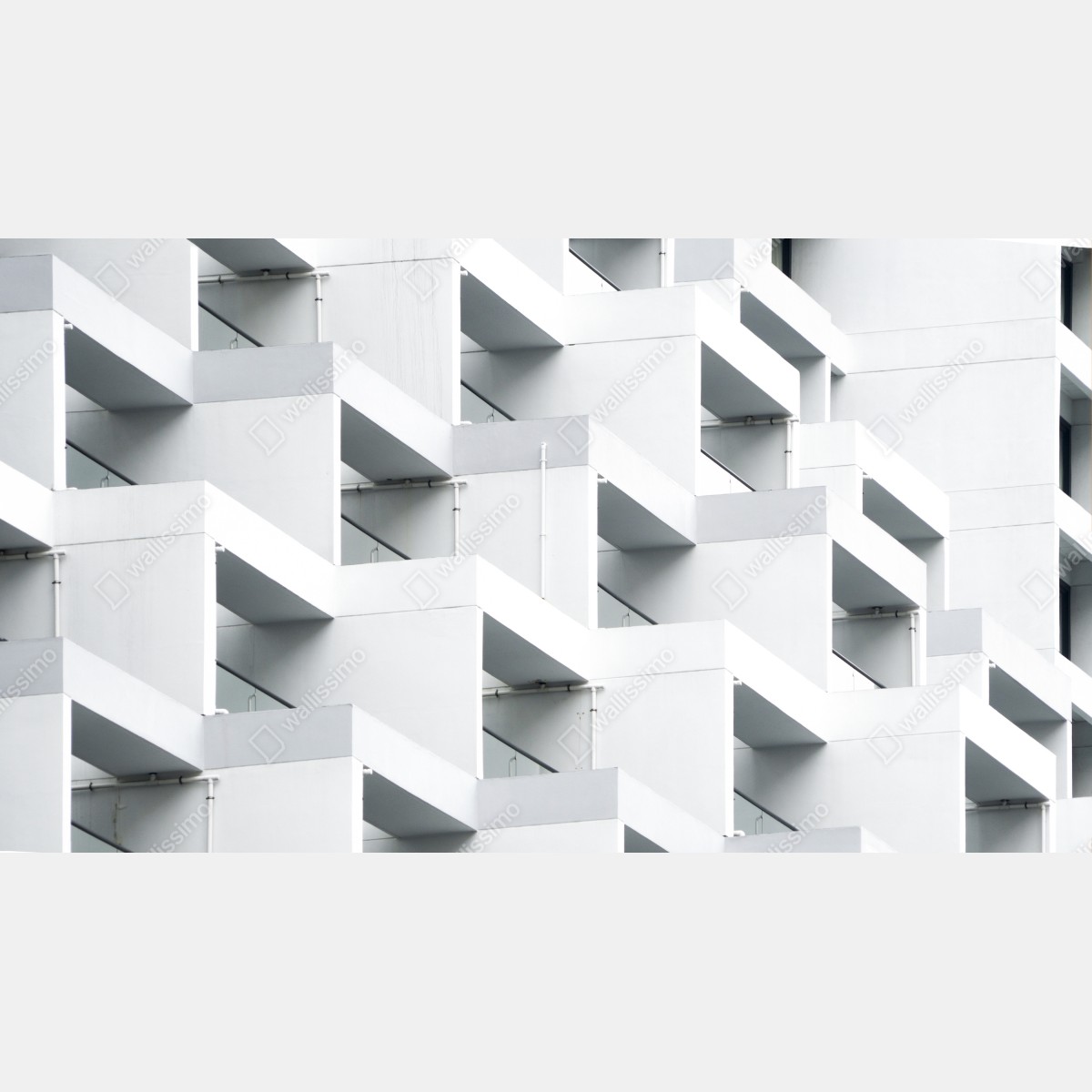 Fototapeta biała betonowa fasada w geometrycznym wzorze – Wallissimo® Fototapeta biała betonowa fasada w geometrycznym wzorze – Wallissimo®