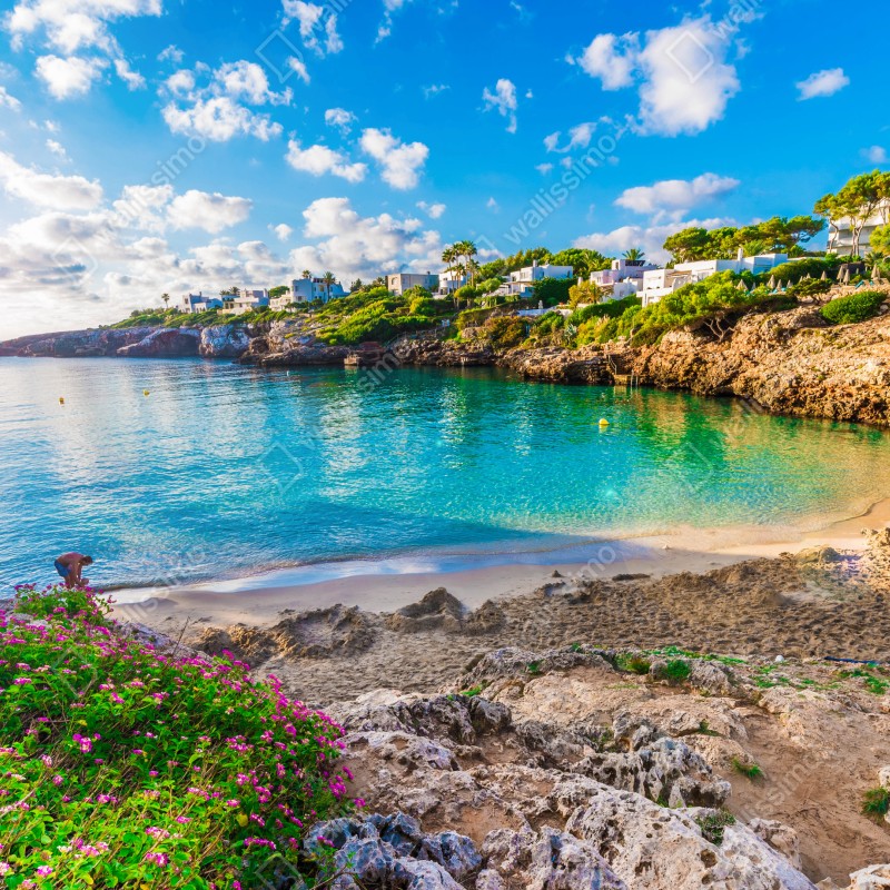 Fototapeta słoneczna Cala Esmeralda zatoka w turkusie – Wallissimo® Fototapeta słoneczna Cala Esmeralda zatoka w turkusie – Wallissimo®