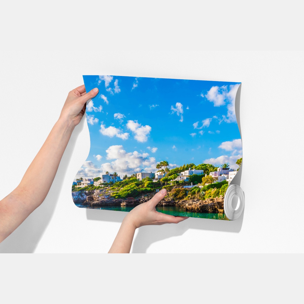 Fototapeta słoneczna Cala Esmeralda zatoka w turkusie – Wallissimo® Fototapeta słoneczna Cala Esmeralda zatoka w turkusie – Wallissimo®