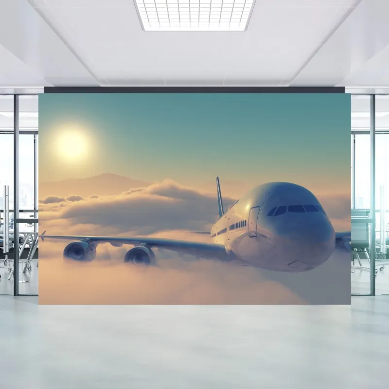 Wall mural majestic airliner above the clouds
