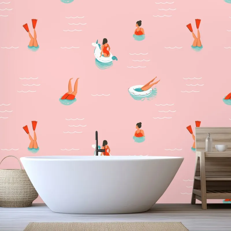 Wall mural playful pastel pool pattern