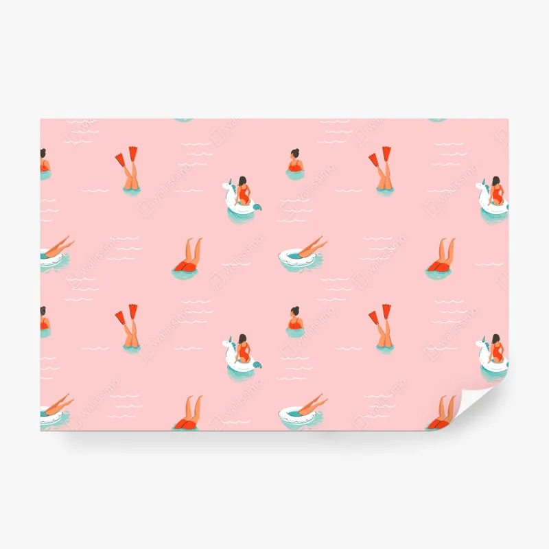 Wall mural playful pastel pool pattern