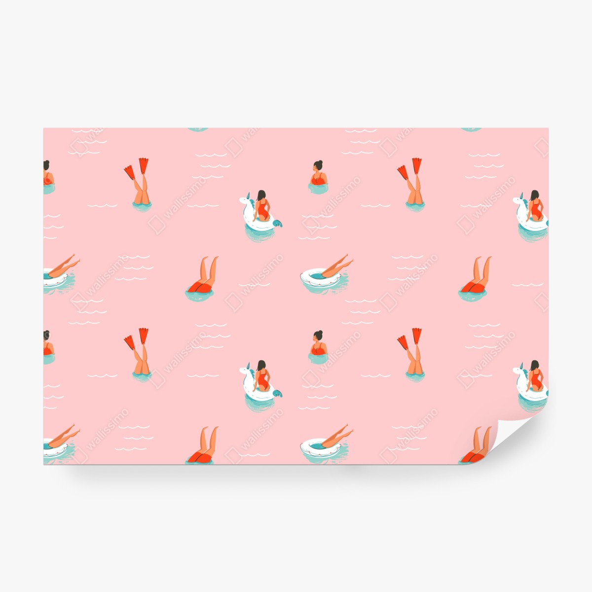 Fototapeta zabawny pastelowy wzór basenowy – Wallissimo® Fototapeta zabawny pastelowy wzór basenowy – Wallissimo®