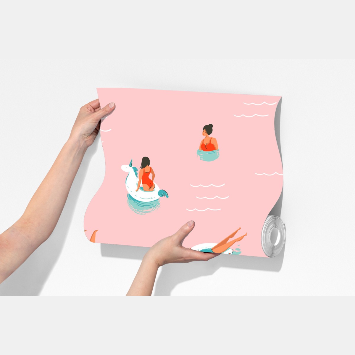 Fototapeta zabawny pastelowy wzór basenowy – Wallissimo® Fototapeta zabawny pastelowy wzór basenowy – Wallissimo®