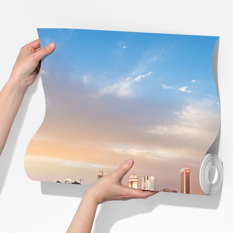 Fototapeta panorama miasta odbita w wodzie o zmierzchu – Wallissimo® Fototapeta panorama miasta odbita w wodzie o zmierzchu – Wallissimo®