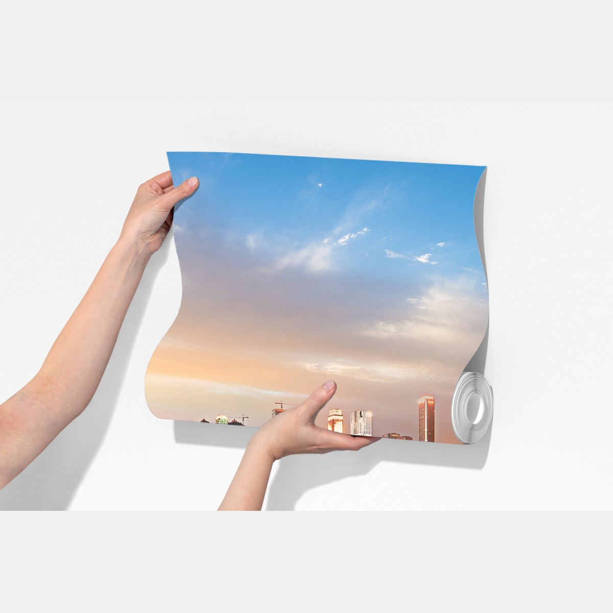 Fototapeta panorama miasta odbita w wodzie o zmierzchu – Wallissimo® Fototapeta panorama miasta odbita w wodzie o zmierzchu – Wallissimo®