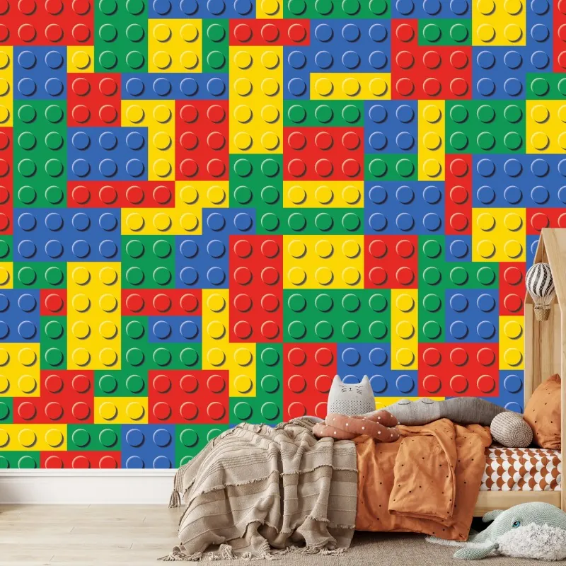 Wall mural colorful building block pattern