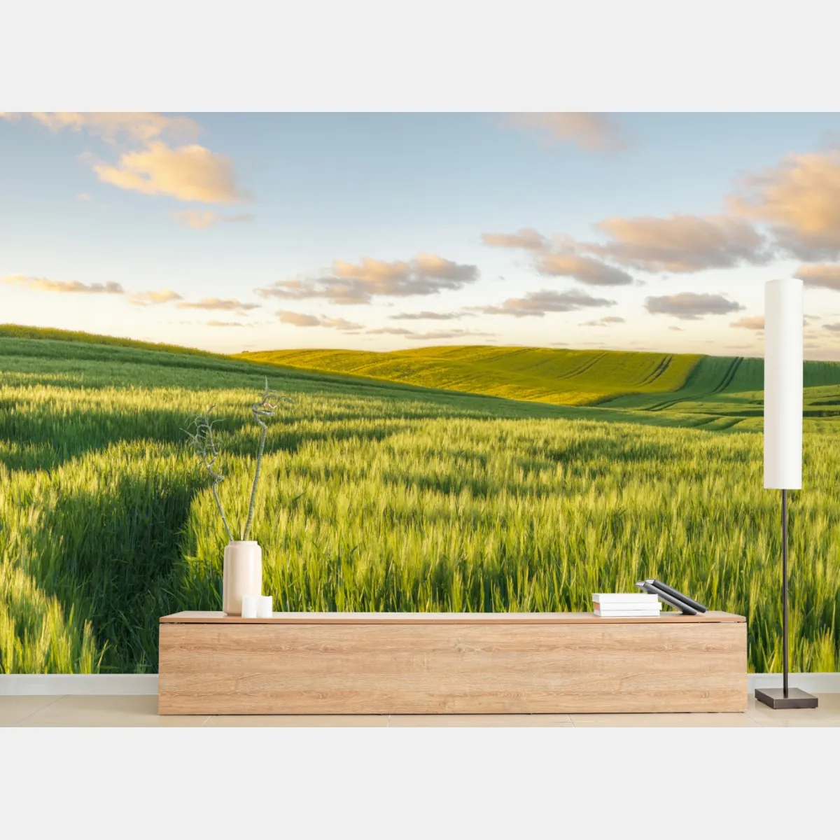 Fototapeta spokojna zielona łąka panorama – Wallissimo® Fototapeta spokojna zielona łąka panorama – Wallissimo®