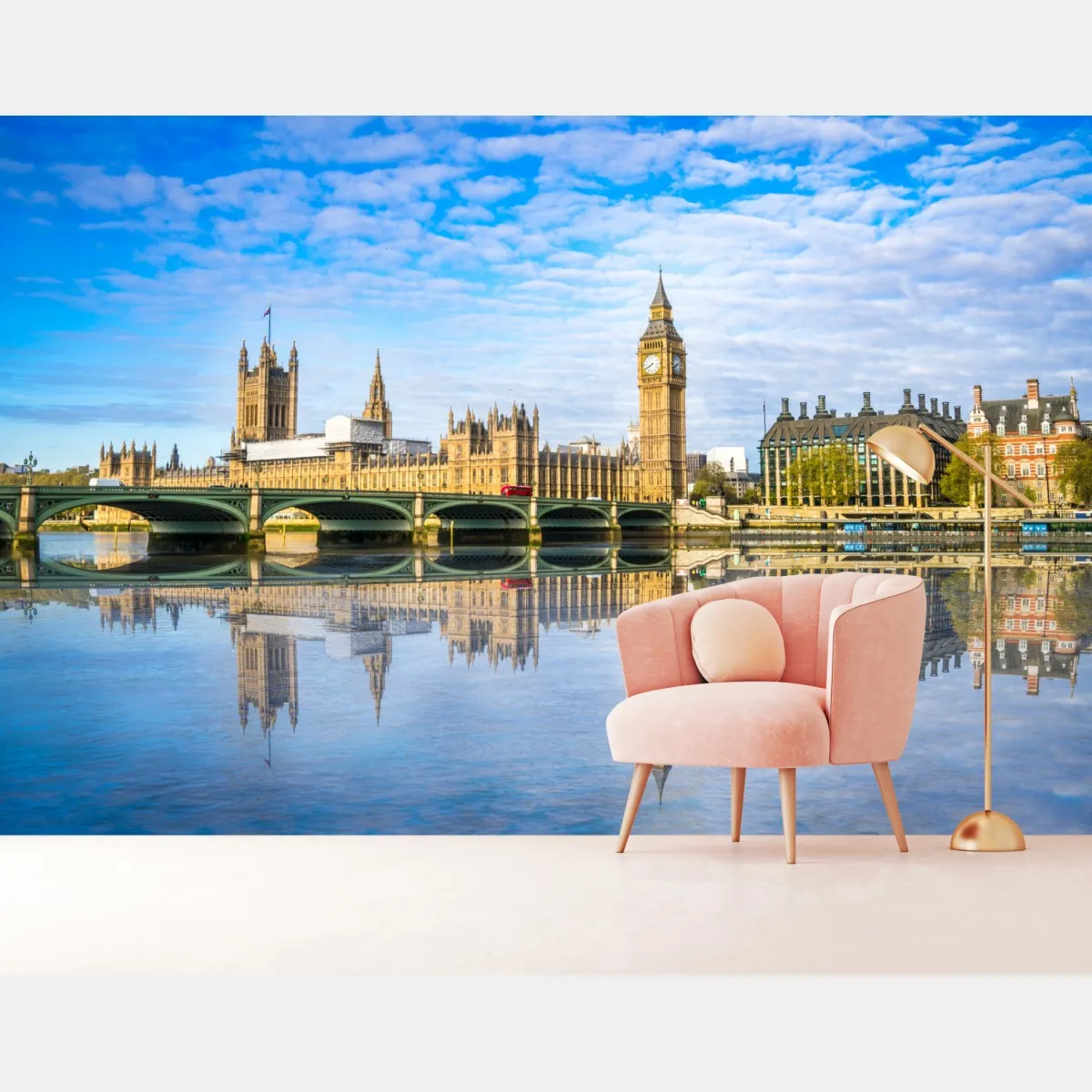 Fototapeta Londyn panorama nad rzeką z odbiciem – Wallissimo® Fototapeta Londyn panorama nad rzeką z odbiciem – Wallissimo®