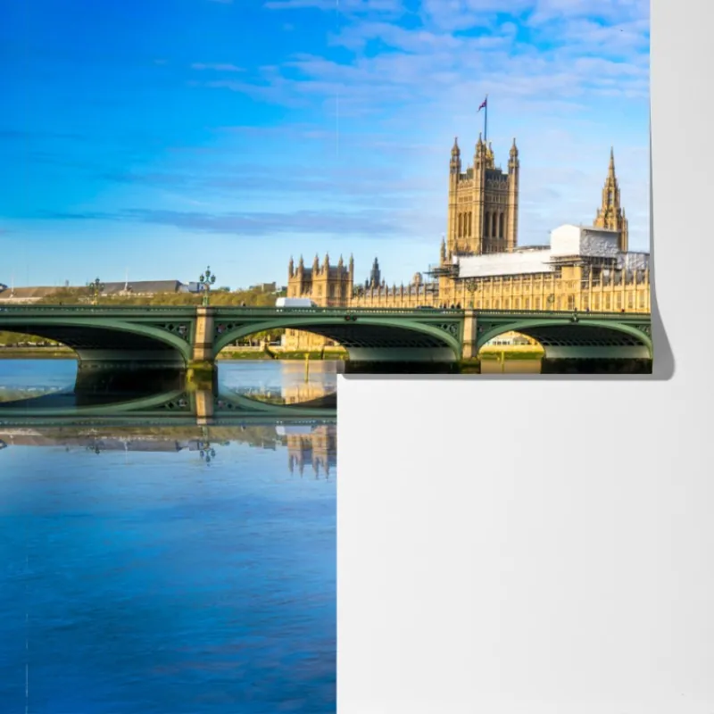 Fototapeta Londyn panorama nad rzeką z odbiciem – Wallissimo® Fototapeta Londyn panorama nad rzeką z odbiciem – Wallissimo®
