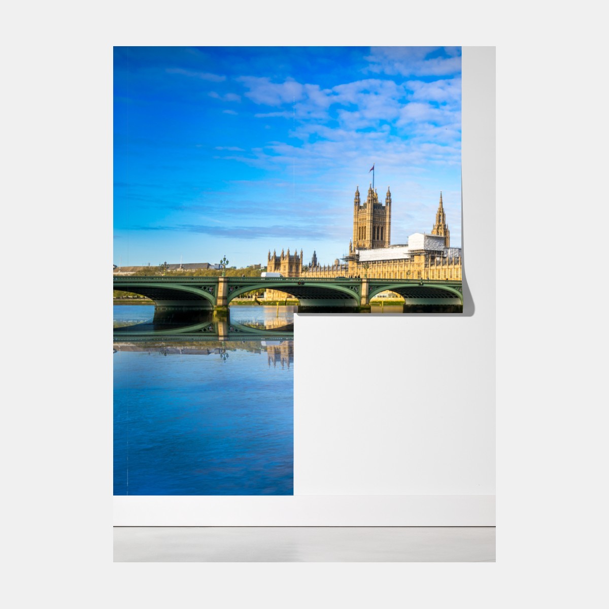 Fototapeta Londyn panorama nad rzeką z odbiciem – Wallissimo® Fototapeta Londyn panorama nad rzeką z odbiciem – Wallissimo®