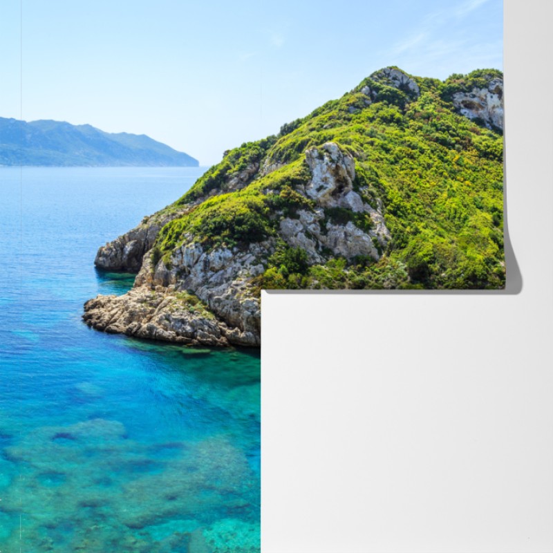 Fototapeta turkusowa zatoka na wyspie – Wallissimo® Fototapeta turkusowa zatoka na wyspie – Wallissimo®