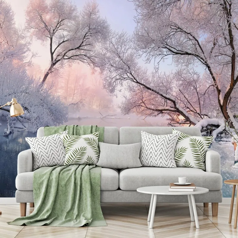 Wall mural serene winter river landscape