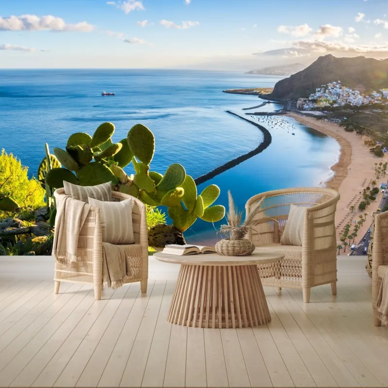 Fototapeta słoneczna plaża Las Teresitas panorama – Wallissimo® Fototapeta słoneczna plaża Las Teresitas panorama – Wallissimo®