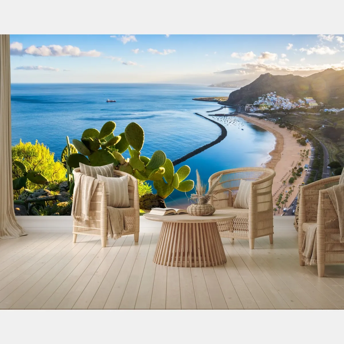 Fototapeta słoneczna plaża Las Teresitas panorama – Wallissimo® Fototapeta słoneczna plaża Las Teresitas panorama – Wallissimo®