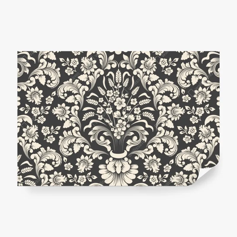 Wall mural vintage floral damask pattern