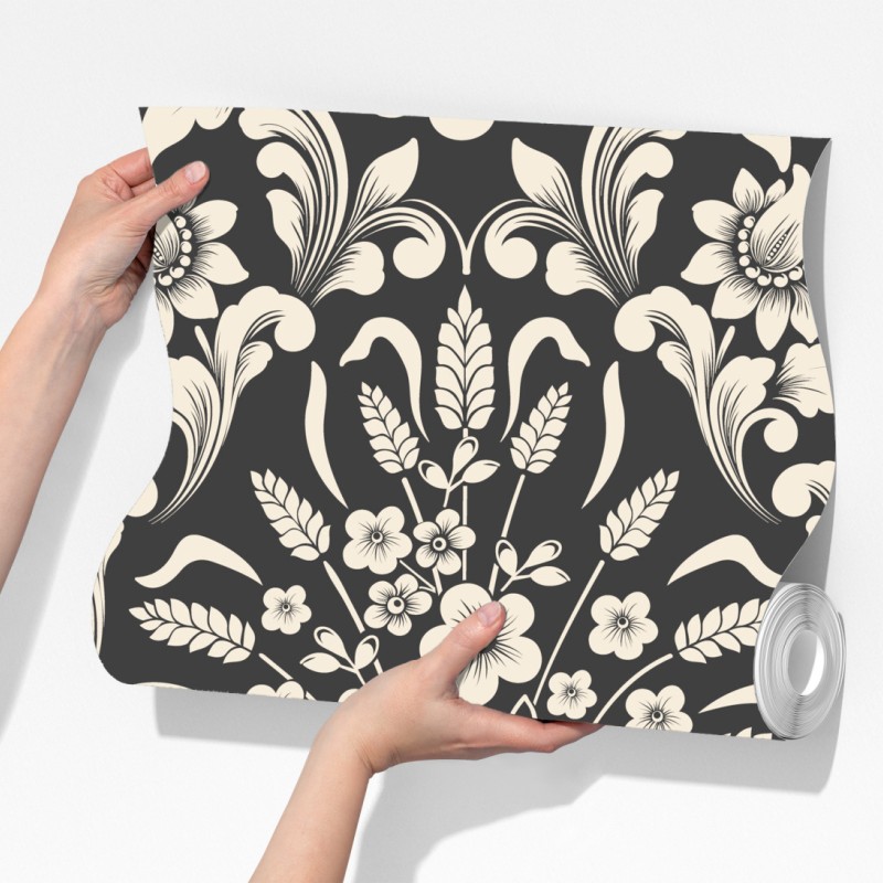 Fototapeta vintage kwiatowy wzór damask – Wallissimo® Fototapeta vintage kwiatowy wzór damask – Wallissimo®