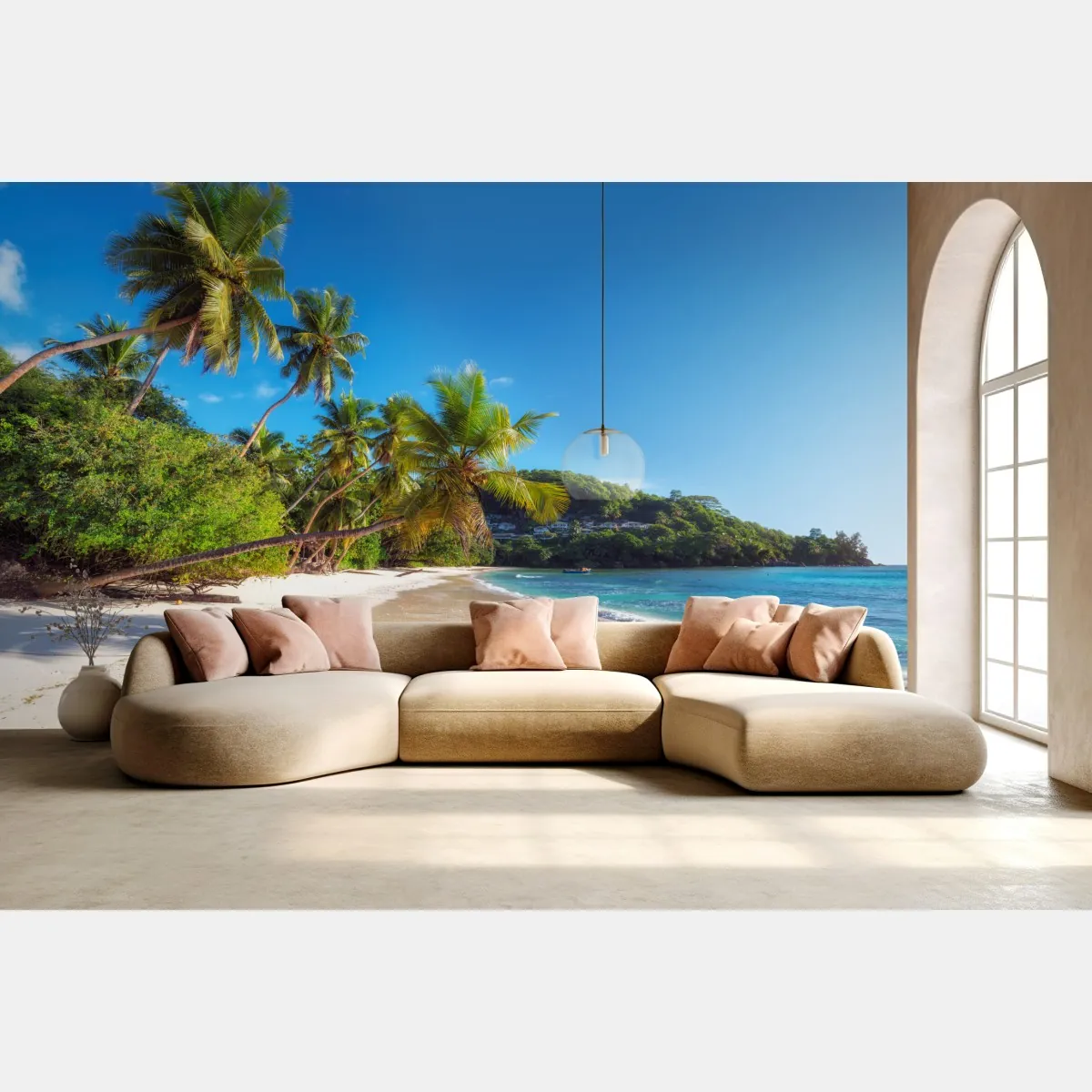 Fototapeta tropikalna plaża z palmami – Wallissimo® Fototapeta tropikalna plaża z palmami – Wallissimo®