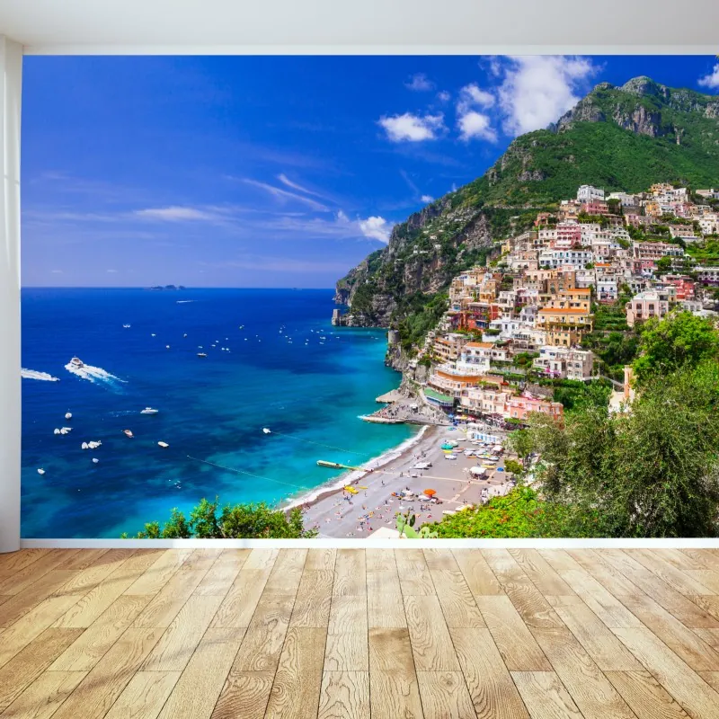 Wall mural sunny panorama of Positano on the Amalfi Coast