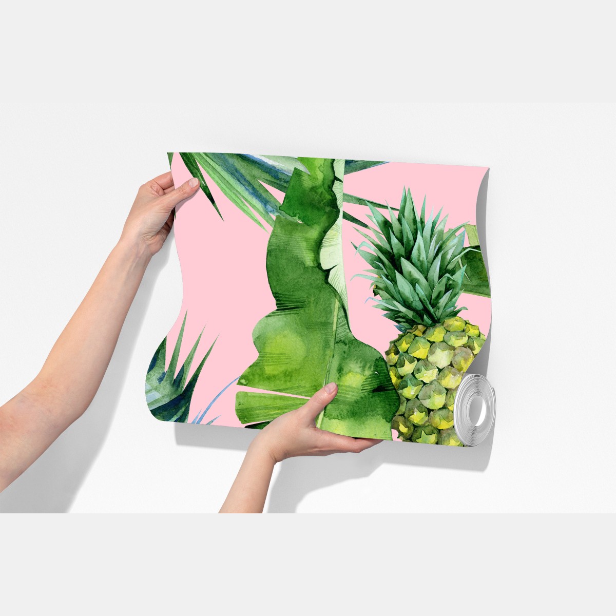 Fototapeta tropikalny wzór ananasów i liści w akwareli na różowym tle – Wallissimo® Fototapeta tropikalny wzór ananasów i liści w akwareli na różowym tle – Wallissimo®