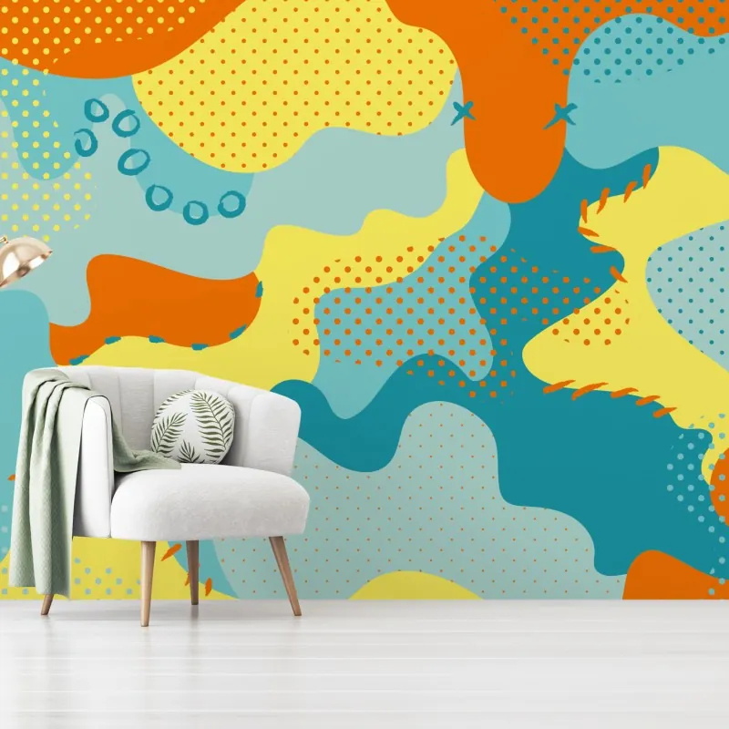 Wall mural vibrant abstract pop-art composition