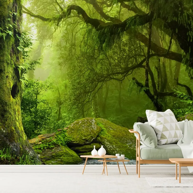 Fototapeta zaczarowany zielony leśny strumień – Wallissimo® Fototapeta zaczarowany zielony leśny strumień – Wallissimo®