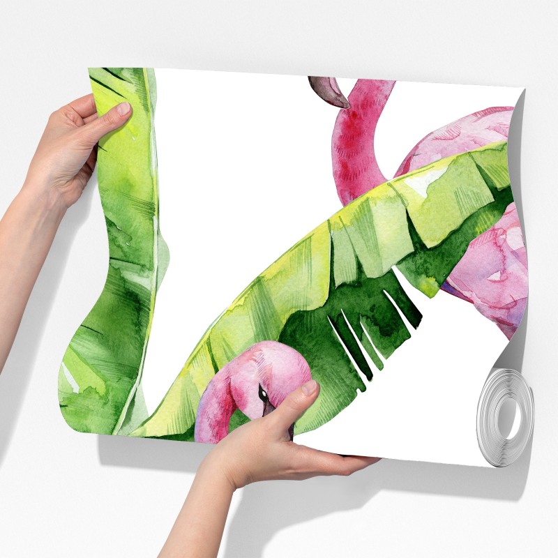 Fototapeta różowy flaming w akwareli – Wallissimo® Fototapeta różowy flaming w akwareli – Wallissimo®