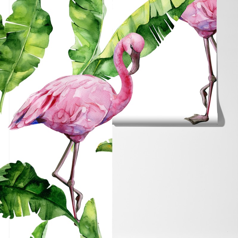 Fototapeta różowy flaming w akwareli – Wallissimo® Fototapeta różowy flaming w akwareli – Wallissimo®