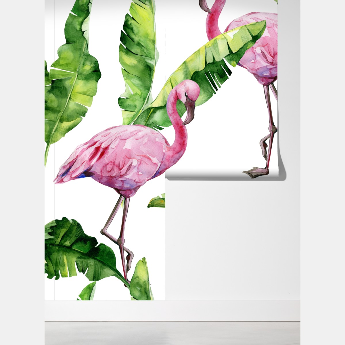 Fototapeta różowy flaming w akwareli – Wallissimo® Fototapeta różowy flaming w akwareli – Wallissimo®