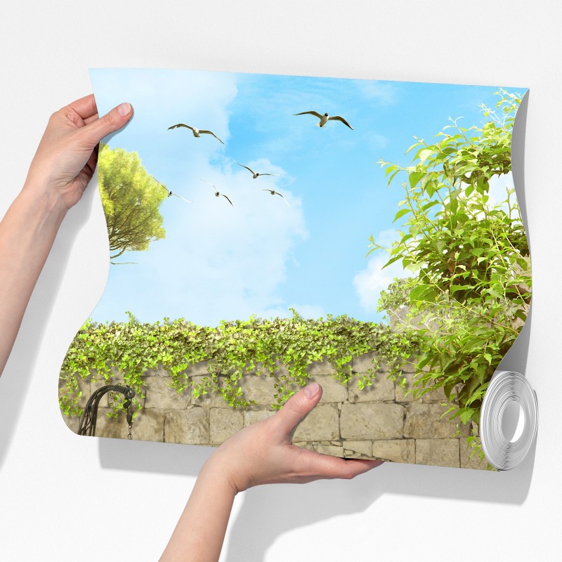 Fototapeta śródziemnomorski widok przez arkadę – Wallissimo® Fototapeta śródziemnomorski widok przez arkadę – Wallissimo®