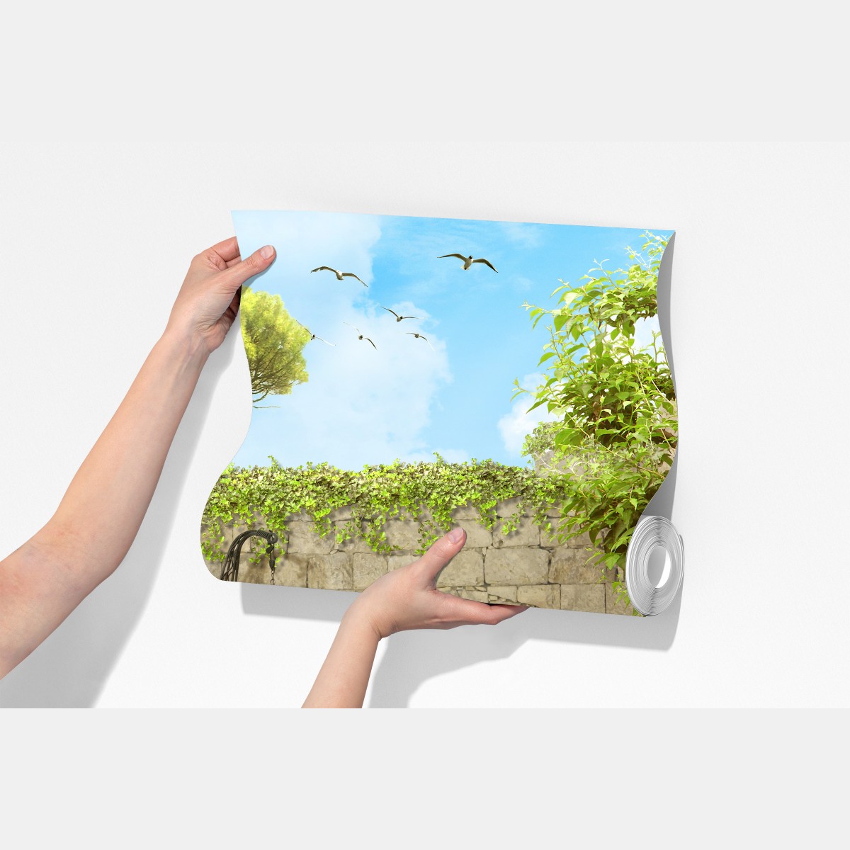 Fototapeta śródziemnomorski widok przez arkadę – Wallissimo® Fototapeta śródziemnomorski widok przez arkadę – Wallissimo®