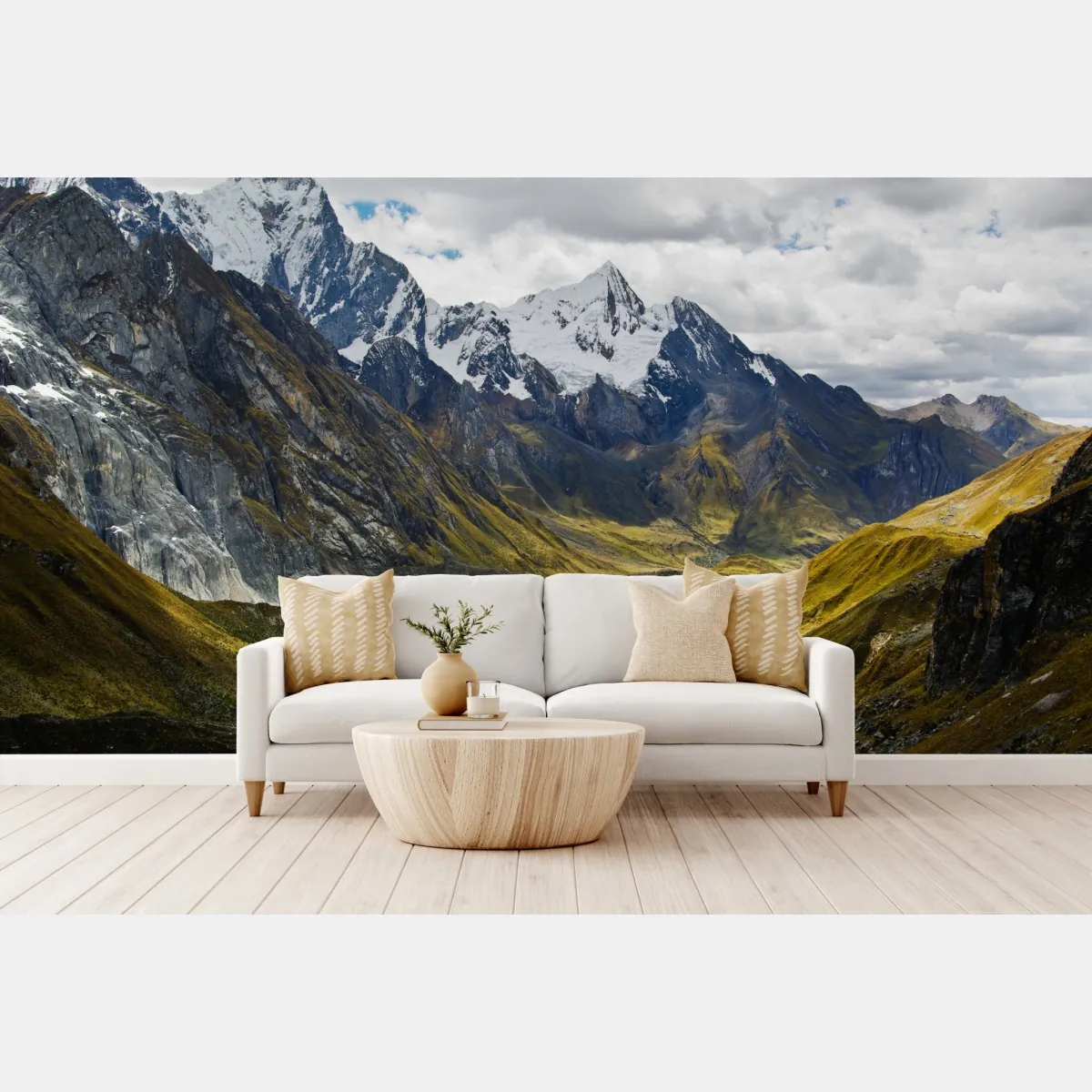 Fototapeta turkusowe jezioro u stóp zaśnieżonych szczytów – Wallissimo® Fototapeta turkusowe jezioro u stóp zaśnieżonych szczytów – Wallissimo®