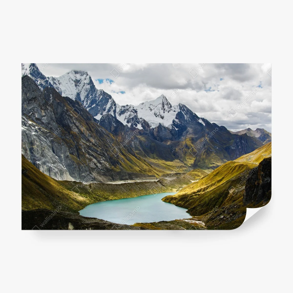 Fototapeta turkusowe jezioro u stóp zaśnieżonych szczytów – Wallissimo® Fototapeta turkusowe jezioro u stóp zaśnieżonych szczytów – Wallissimo®