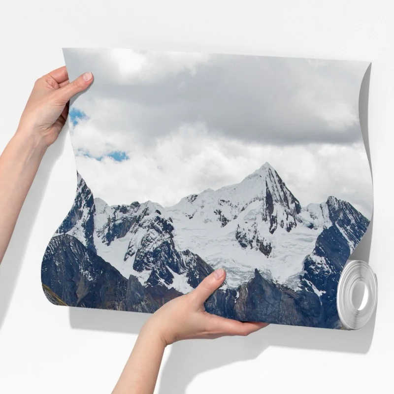 Fototapeta turkusowe jezioro u stóp zaśnieżonych szczytów – Wallissimo® Fototapeta turkusowe jezioro u stóp zaśnieżonych szczytów – Wallissimo®