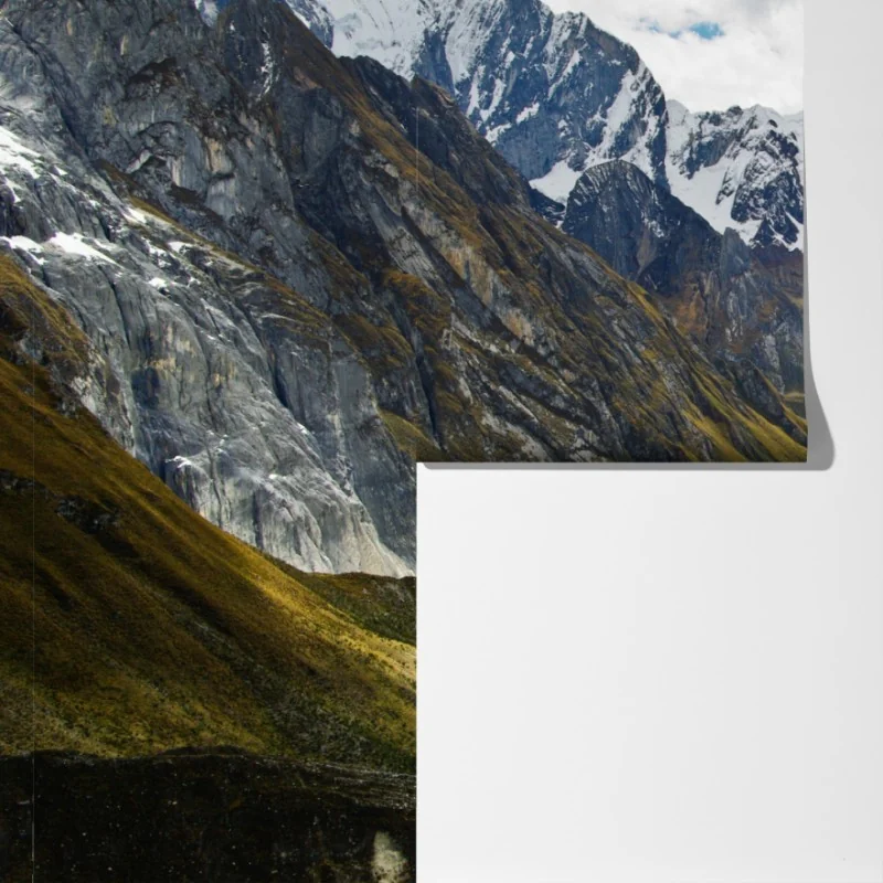 Fototapeta turkusowe jezioro u stóp zaśnieżonych szczytów – Wallissimo® Fototapeta turkusowe jezioro u stóp zaśnieżonych szczytów – Wallissimo®