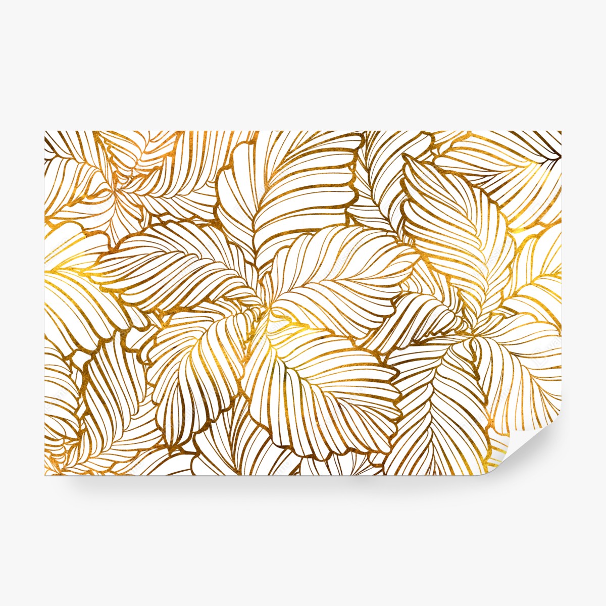 Fototapeta złote liście w stylu line art – Wallissimo® Fototapeta złote liście w stylu line art – Wallissimo®