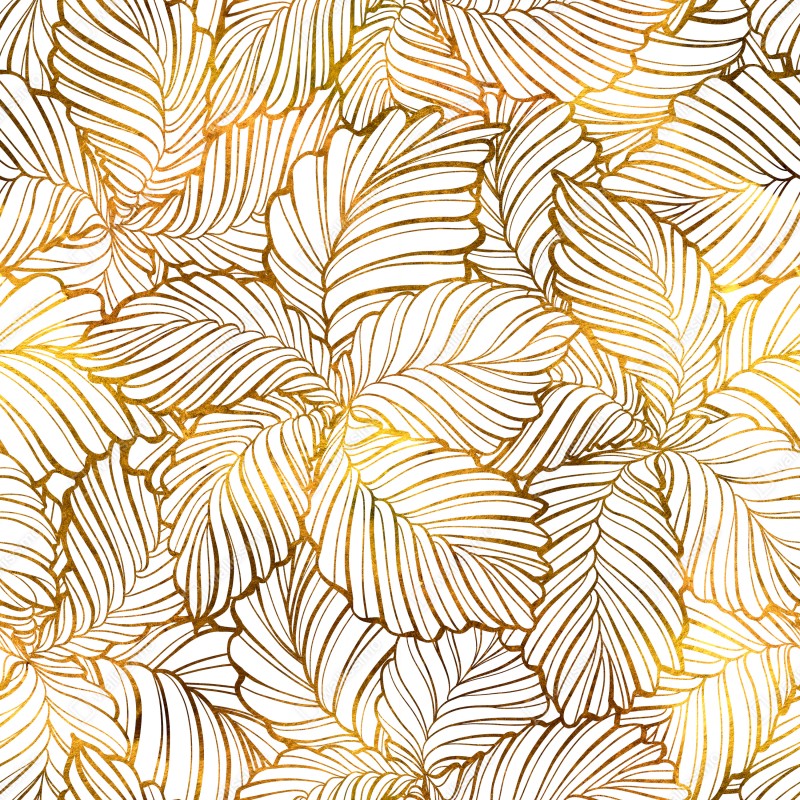 Fototapeta złote liście w stylu line art – Wallissimo® Fototapeta złote liście w stylu line art – Wallissimo®