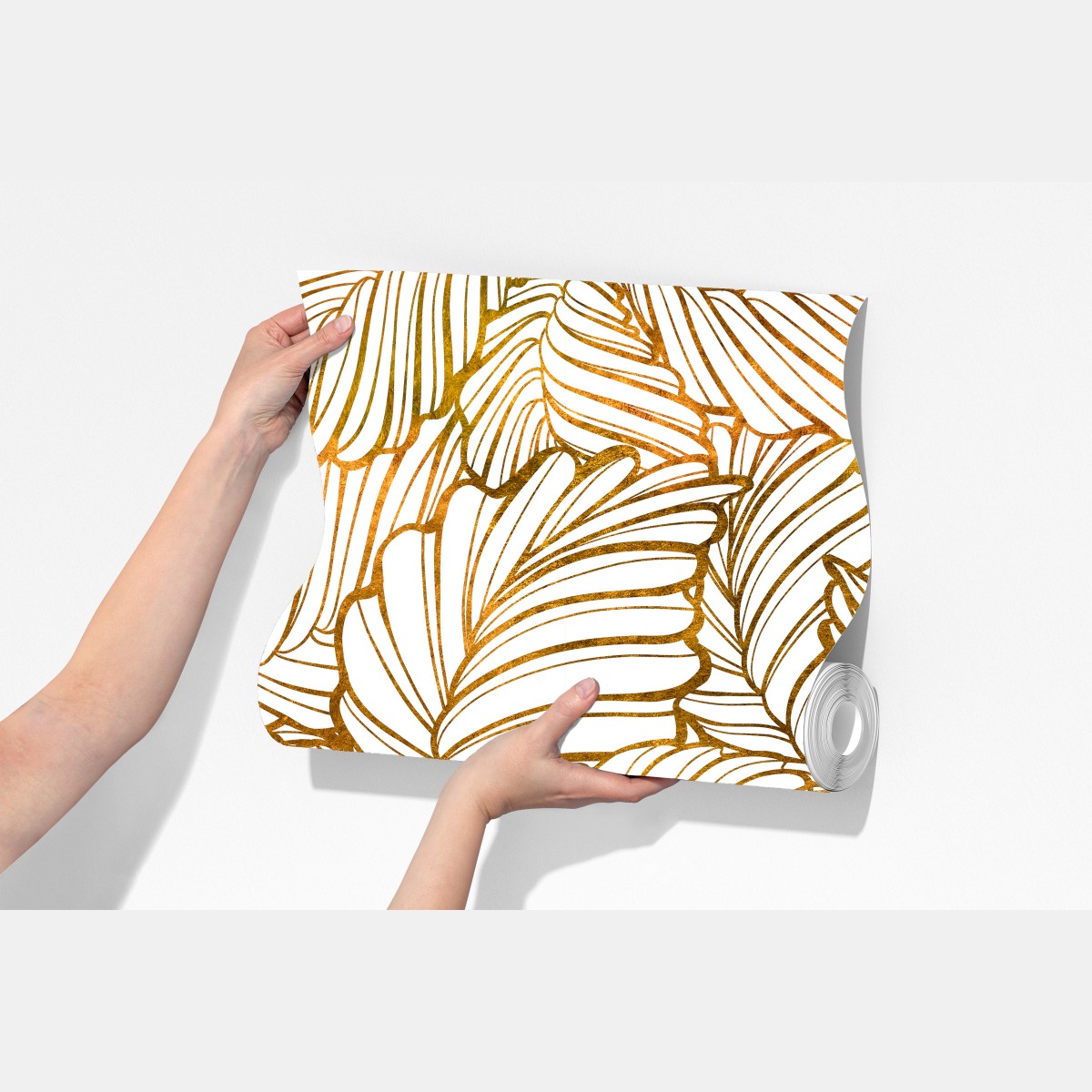 Fototapeta złote liście w stylu line art – Wallissimo® Fototapeta złote liście w stylu line art – Wallissimo®