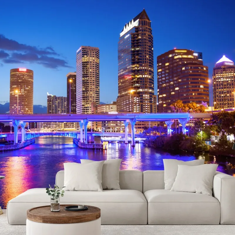 Wall mural Tampa skyline at night