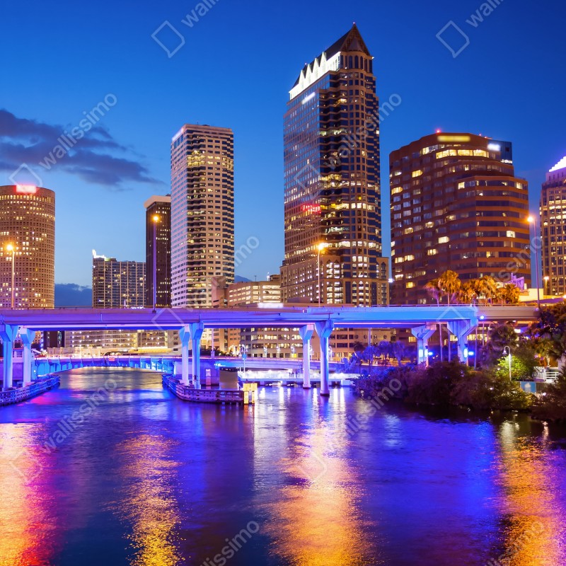 Fototapeta panorama Tampa nocą – Wallissimo® Fototapeta panorama Tampa nocą – Wallissimo®