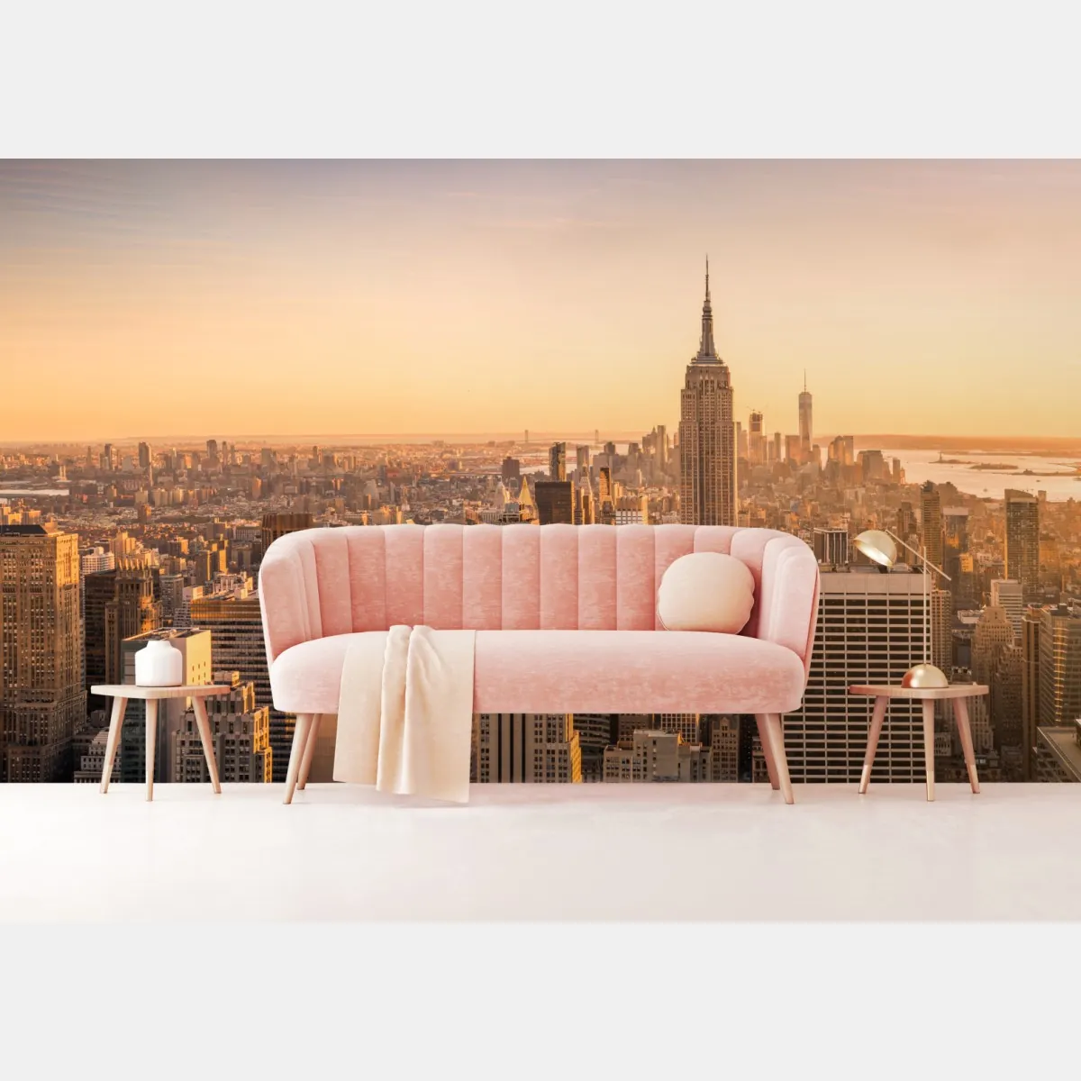 Fototapeta złoty zachód nad panoramą Nowego Jorku – Wallissimo® Fototapeta złoty zachód nad panoramą Nowego Jorku – Wallissimo®